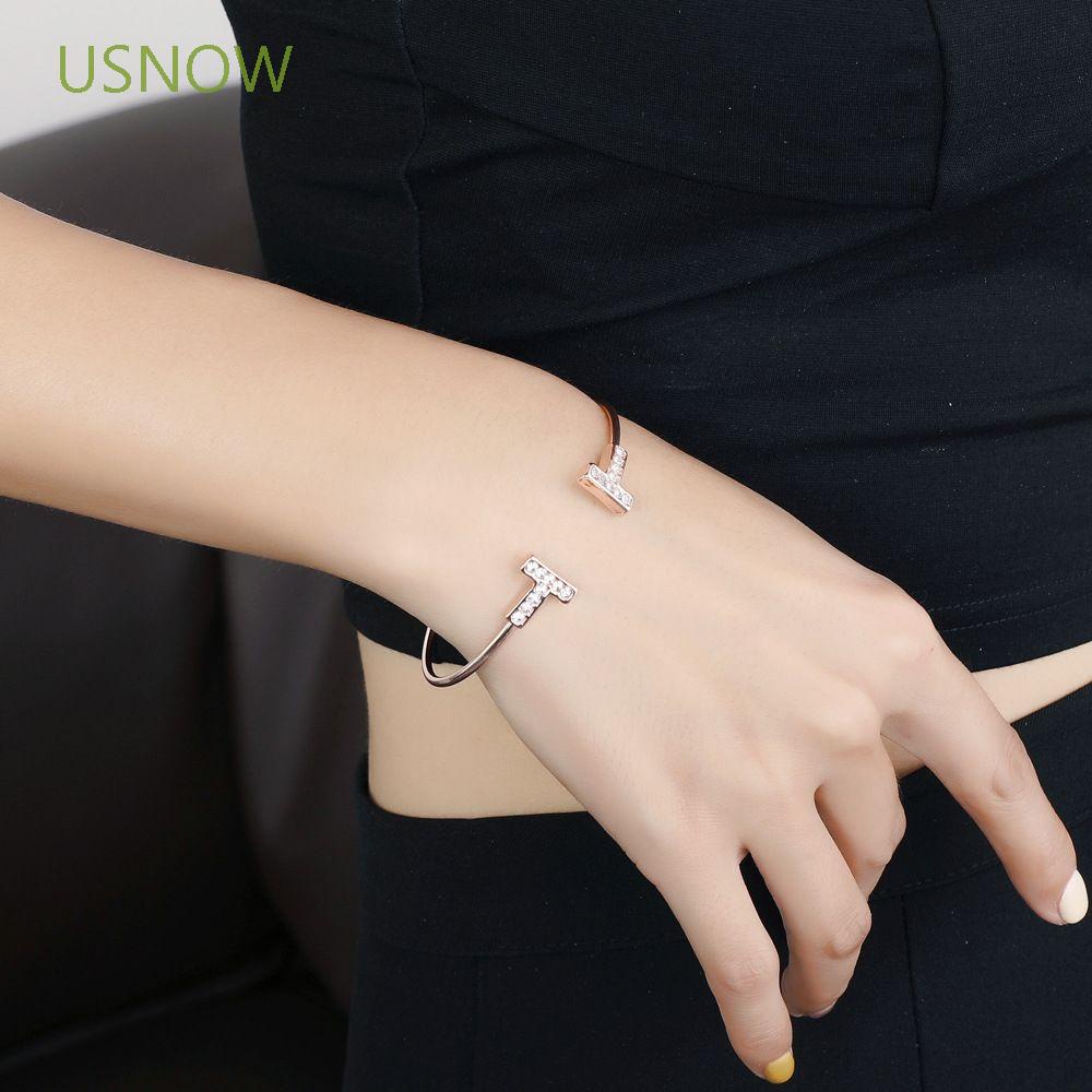 Vòng Tay Hợp Kim Hình Chữ T Đính Đá Nhiều Màu Tùy Chỉnh Thời Trang Cổ Điển Cho Nữ