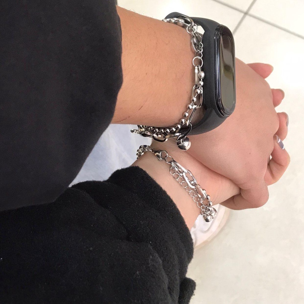 Set 2 Vòng Tay Hai Lớp Khóa Nam Châm Mặt Hình Trái Tim Phi Hành Gia Cho Cặp Đôi