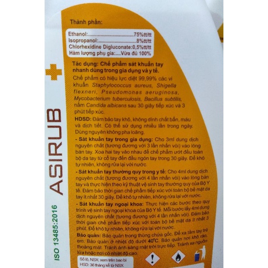 [HÀNG CÔNG TY] Chế phẩm sát khuẩn tay nhanh ASIRUB. Chai 750ml có kèm vòi xịt | BigBuy360 - bigbuy360.vn