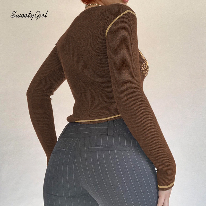 Áo Thun Tay Dài Cổ Tròn Dáng Ôm In Màu Tương Phản Thời Trang 2022 Dành Cho Bạn Nữ