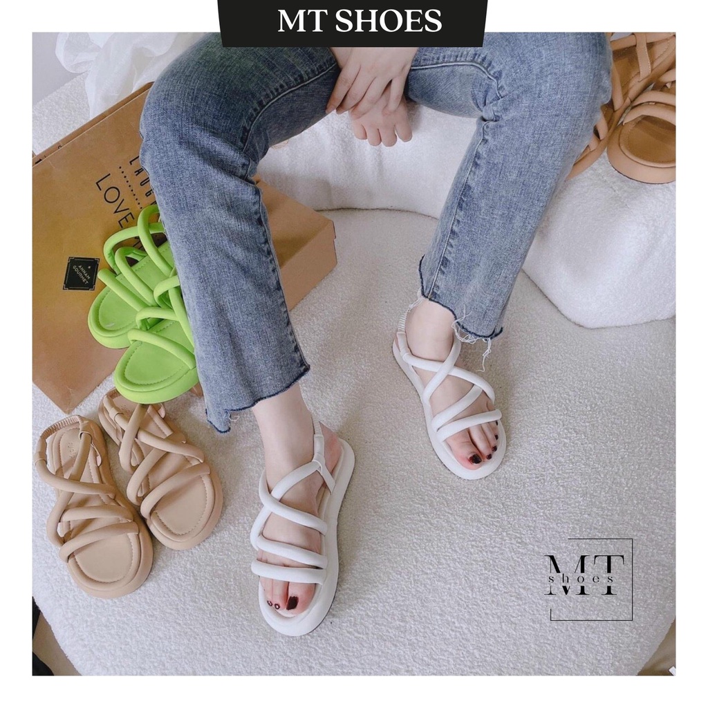 Sandal quai ống đế bọc cao 2cm Full màu siêu Hot chất da mềm đi êm chân form chuẩn bền đẹp kiểu dáng Hàn Quốc
