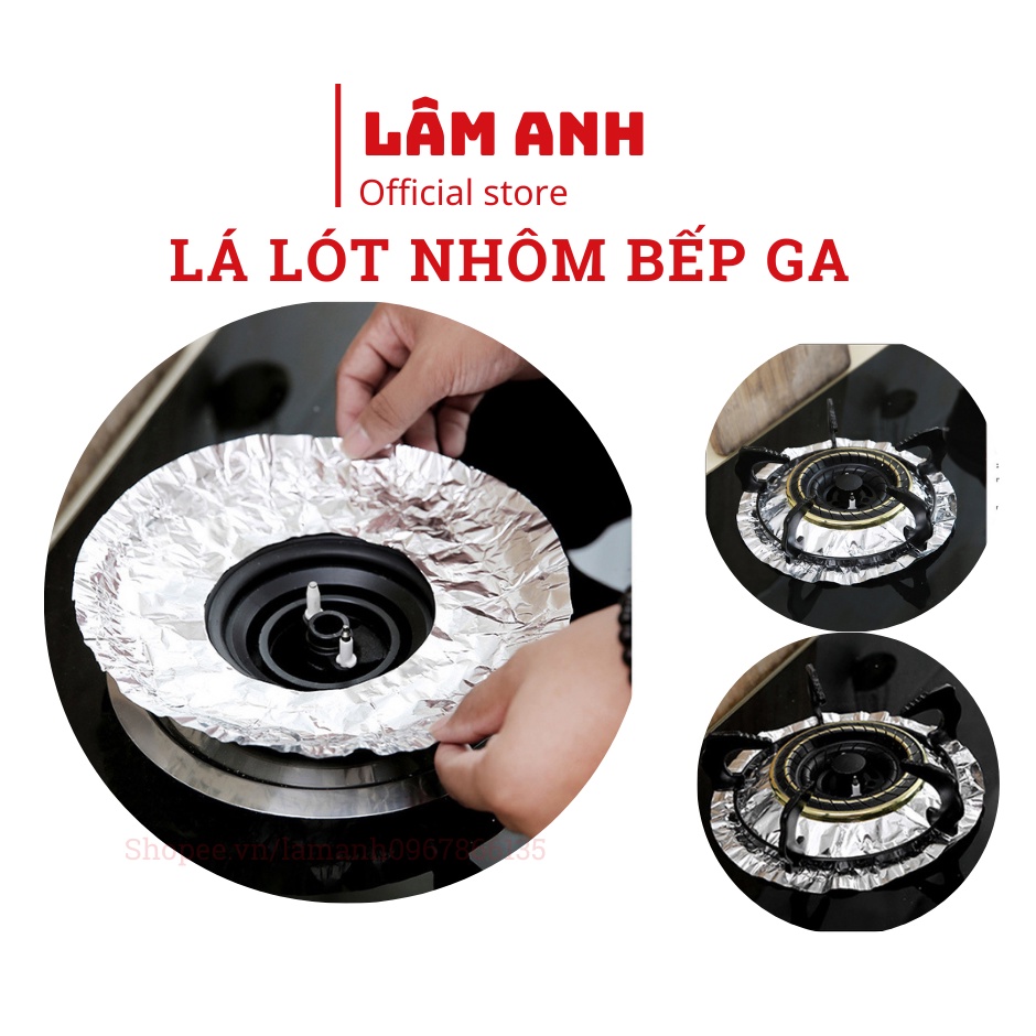 Set 10 Miếng Nhôm Tròn/Vuông Lót Bếp Gas Vệ Sinh Nhanh Chóng – Lá Nhôm Chắn Dầu Mỡ Tiện Lợi