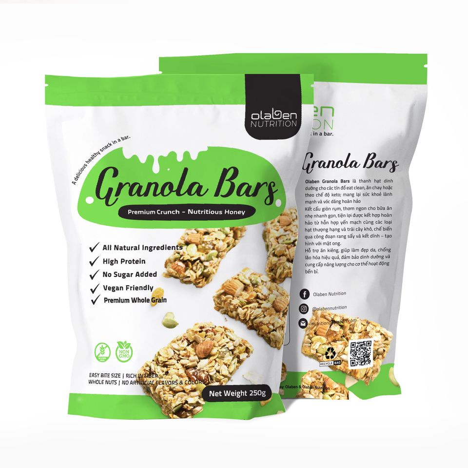 Olaben Nutrition Granola Bars 250g - Thanh hạt dinh dưỡng ăn kiêng - Hỗ trợ giảm cân