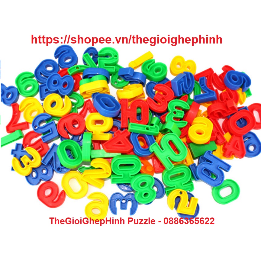 Túi Xâu chuỗi hạt mầm non Chủ đề CHỮ CÁI/ CHỮ SỐ Bằng Nhựa Cho Bé - T33 T34