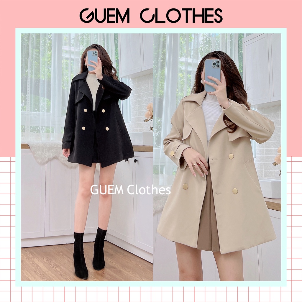 Áo Măng Tô Nữ Dáng Lửng 4 Cúc Đồng Kèm Belt Hàng Quảng Châu Thời Trang  (Sẵn) - Guem Clothes - Tìm Voucher