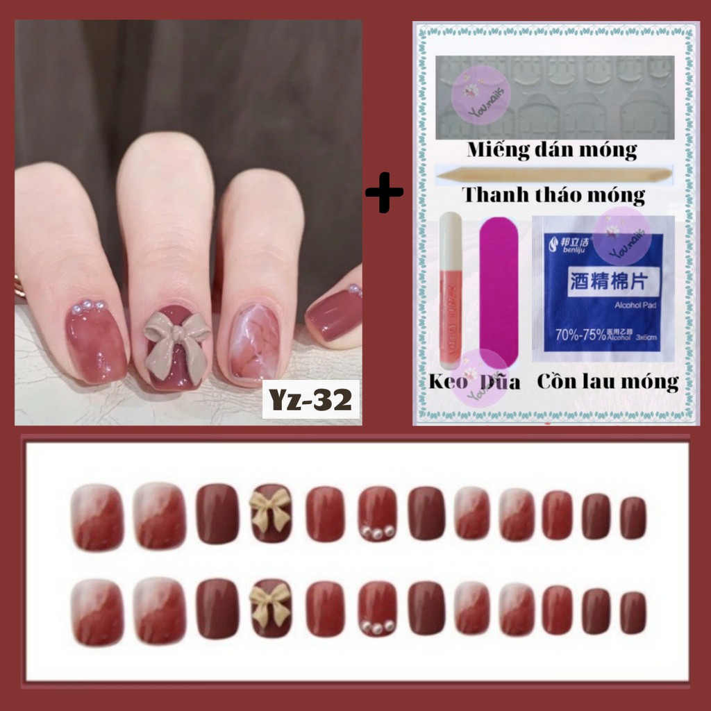 Móng tay giả đính đá kèm keo ngắn YOU NAILS  Mã Yz-32