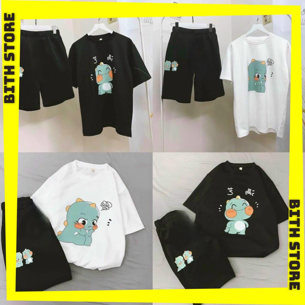Set đồ bộ mặc nhà nữ in con thú cưng, bộ đồ đùi nữ thun cotton co dãn 4 chiều