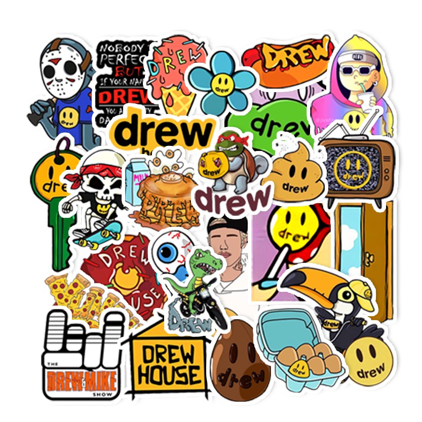 Sticker Chủ Đề Drew House Chống Thấm Nước Cắt Sẵn | STK81 | Hình Dán Sticker Mũ Bảo Hiểm Điện Thoại Laptop Bình Nước