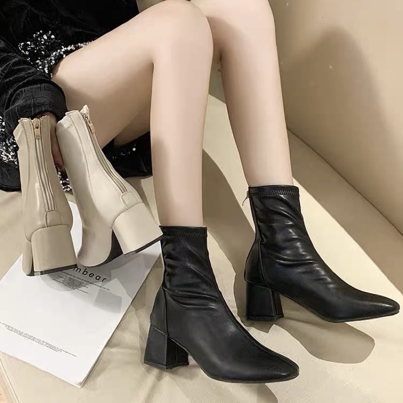 RẺ VÔ ĐỊCH Bốt da nhăn lót nỉ 6p mũi vuông, đường chỉ thẳng hàng loại 1 | BigBuy360 - bigbuy360.vn