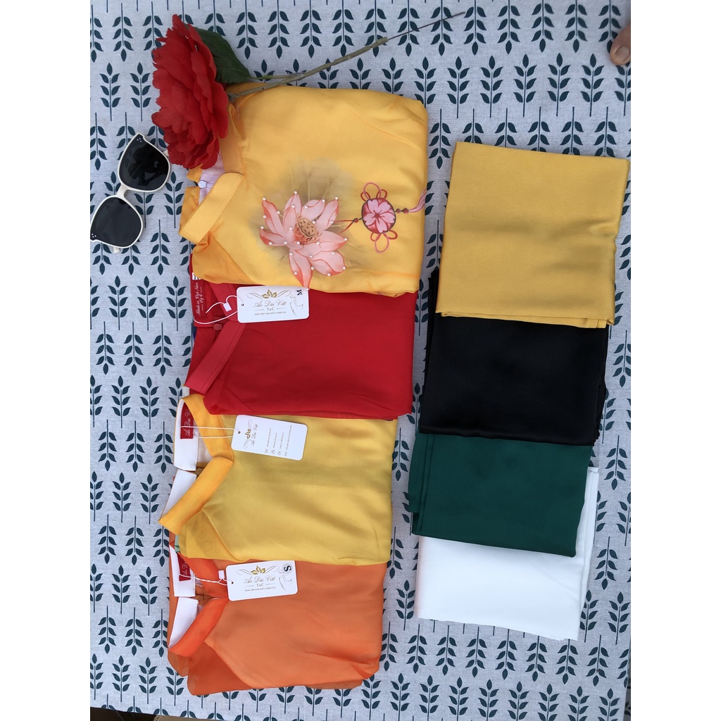 Áo dài cách tân 4 tà Hoa sen ⚡️Hàng Cao Cấp⚡️ tơ óng tiểu thư - Tây Phương