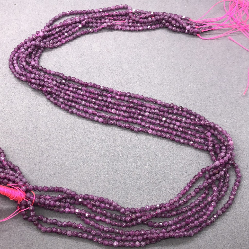 Đá ruby tự nhiên 2/3mm mặt cắt sáng bóng cỡ nhỏ làm đồ thủ công DIY