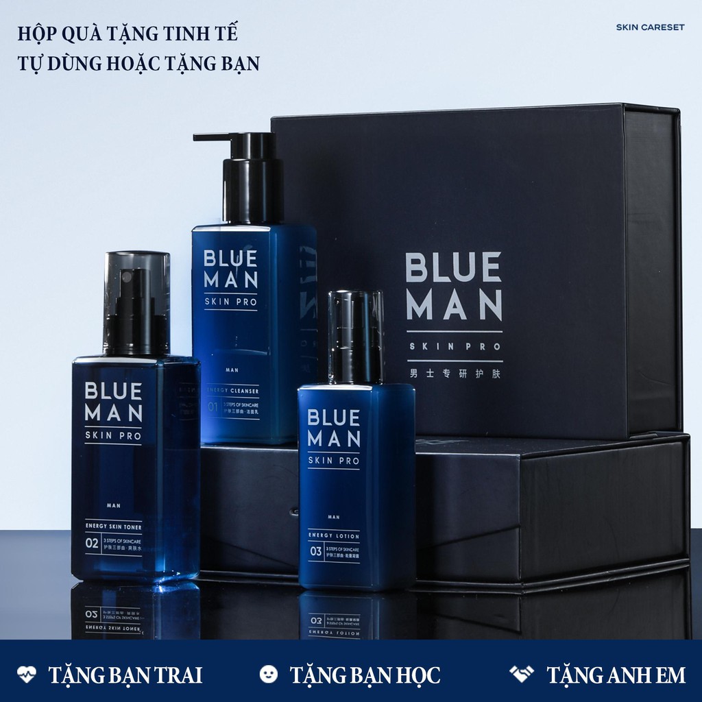 Bộ Sản Phẩm Chăm Sóc Da SKIN PRO BLUEMAN Chống Nhờn Dưỡng Ẩm Tẩy Sạch Da 110mlx1/160mlx2 ZL107