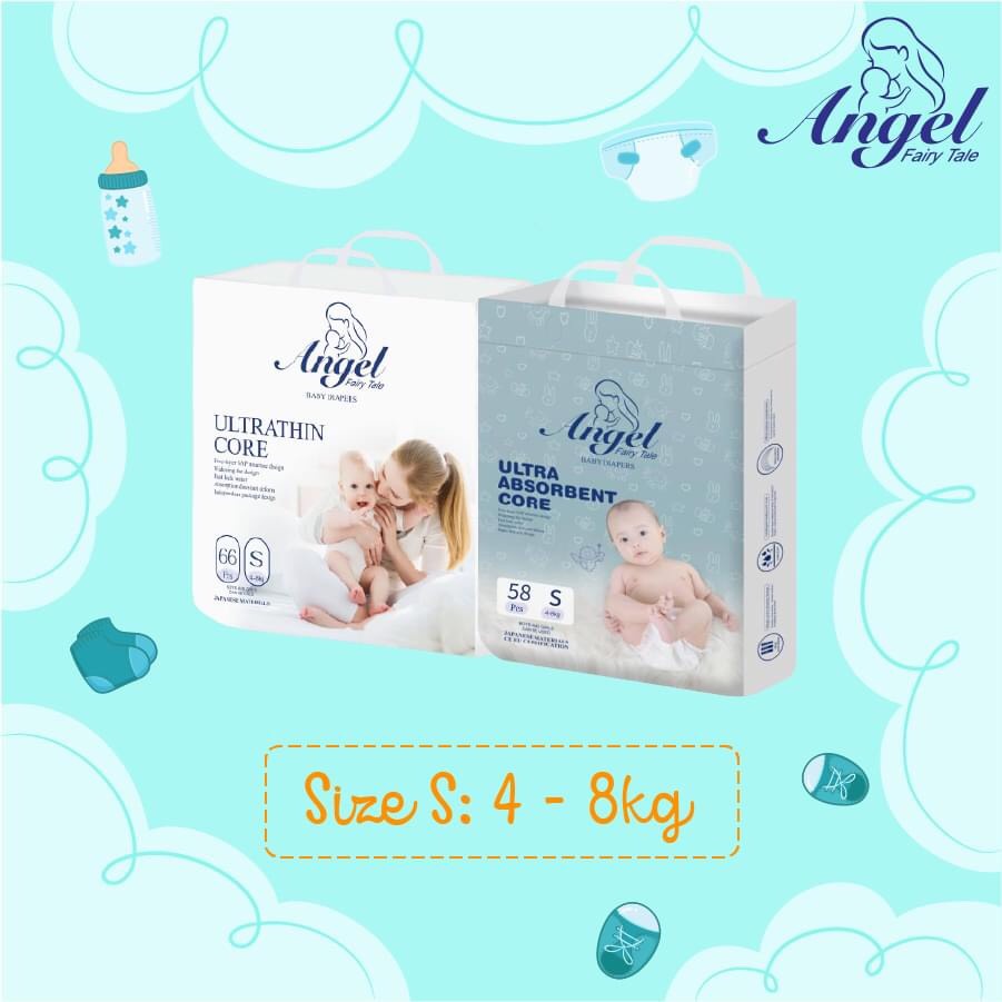 Tã bỉm dán/quần ANGEL trắng/ANGEL xanh đủ size NB62, S66, M60, L56, XL52, M40, L38, XL36, XXL34, XXL32, XXXL30