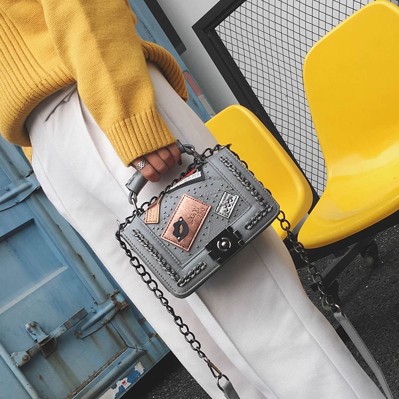 Túi Đeo Chéo Đính Đinh Tán Có Khóa Thời Trang Phong Cách Hàn Quốc Cho Nữ