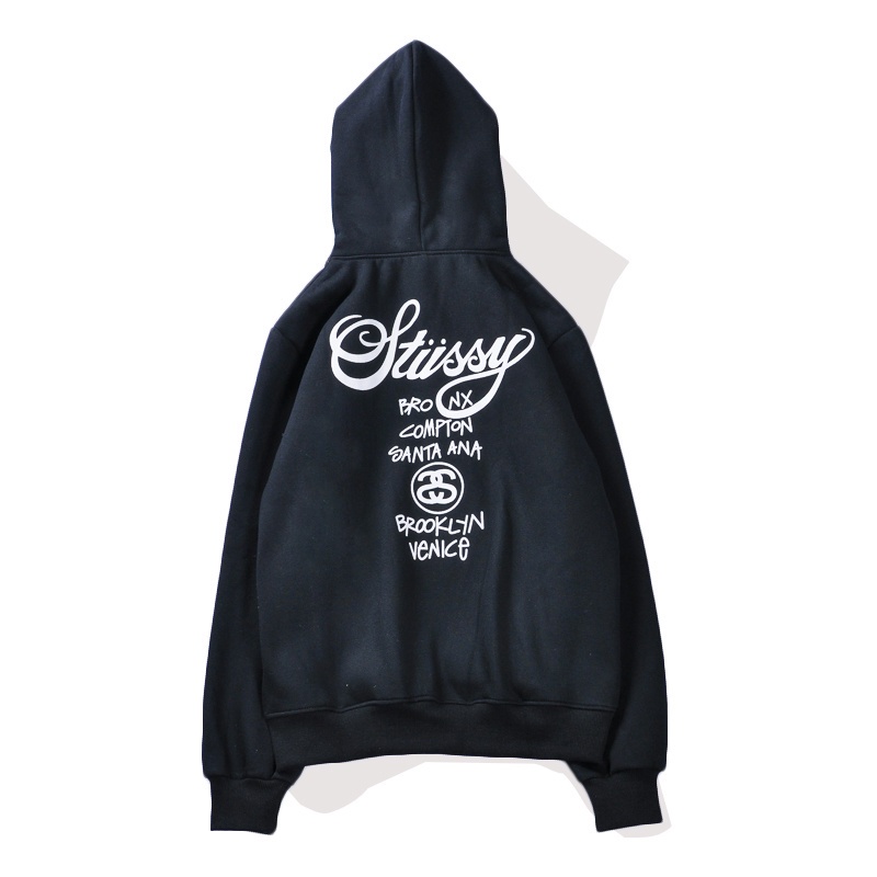 Áo hoodie cotton tay dài in chữ ITEM Stussy thời trang dành cho nam và nữ