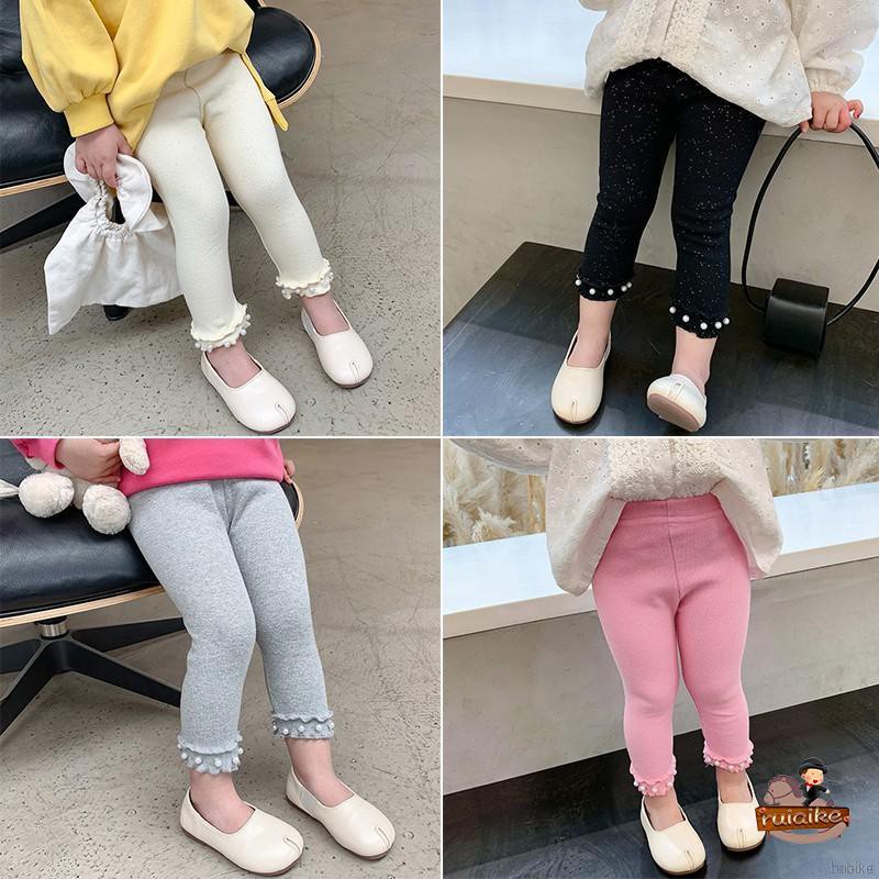 Quần Legging Co Dãn Màu Trơn Cho Bé Gái (3-8 Tuổi)