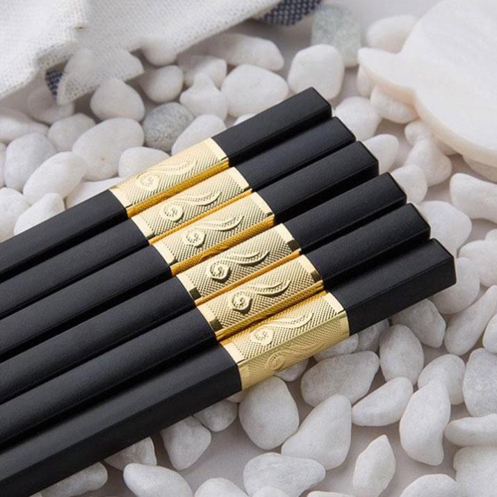 Bộ 10 đũa mạ vàng cao cấp Hàn Quốc chống trơn trượt chống mốc, chống gỉ, chịu nhiệt cao