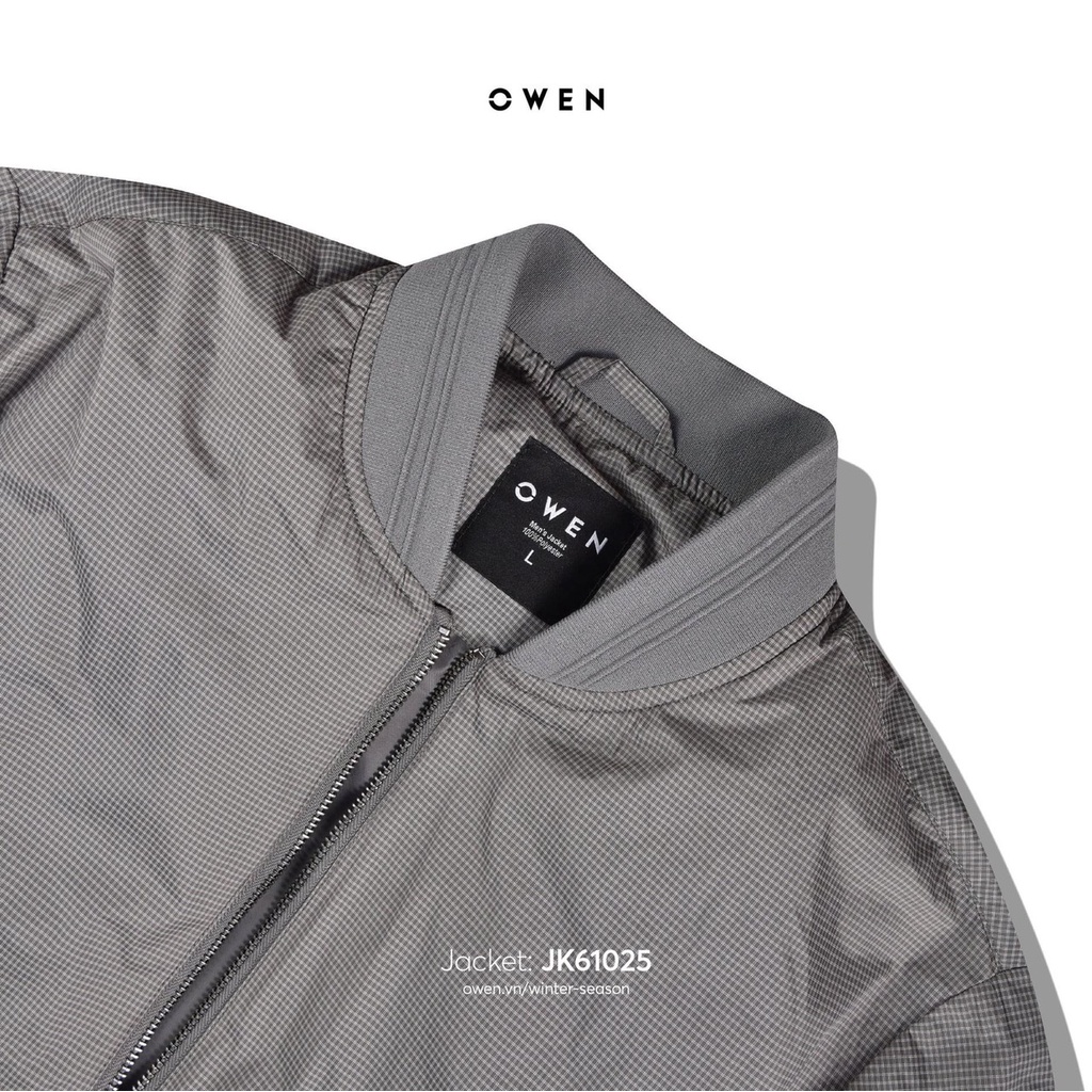 OWEN - Áo khoác gió nam 2 lớp màu xám 61025 - Áo khoác bomber nam