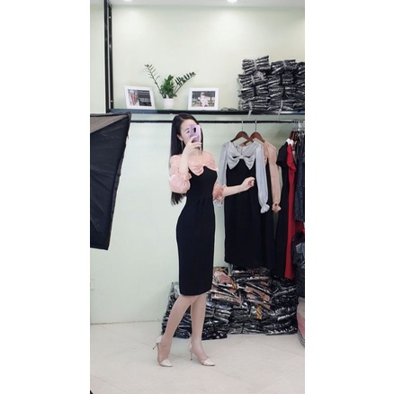 Váy body nơ to  phối tơ cao cấp là hàng thiết kế may kỹ ,trẻ xinh và tôn dáng, chất Xước Thái dày mịn mướt. Ảnh thật.