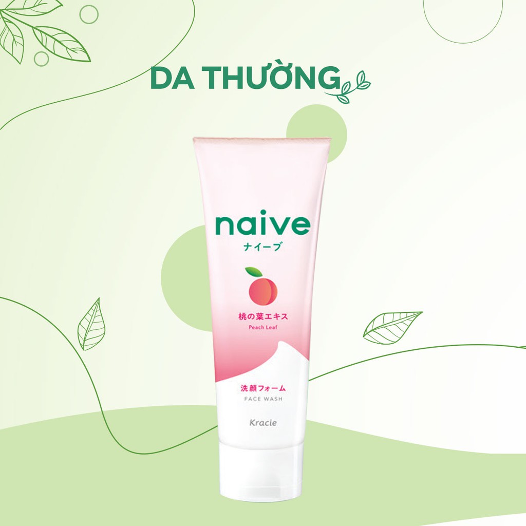 Sữa rửa mặt lá đào / trà xanh / Yuzu Ceramide  Naive 130gr - nhập khẩu trực tiếp từ Nhật Bản