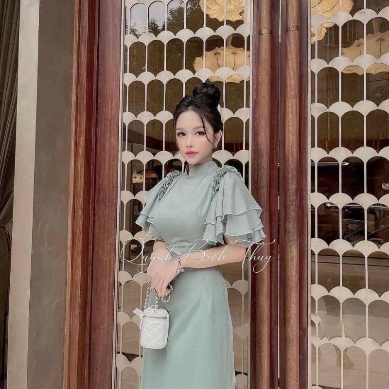 Áo Dài Tay Cánh Tiên - Long Mỹ Siêu Rẻ - Chất tơ óng mềm mại 4 tà cách điệu