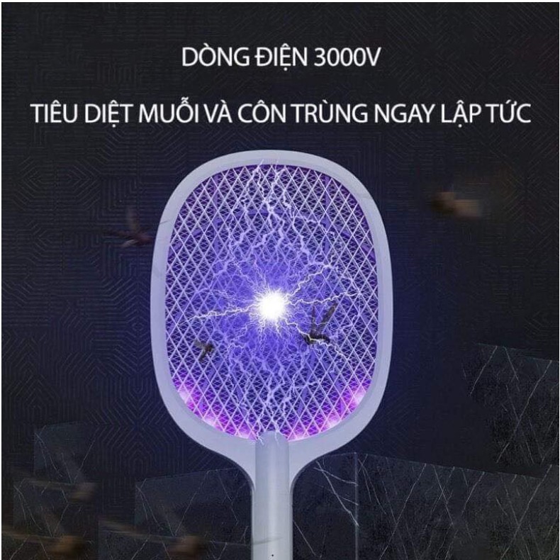 Vợt Bắt Muỗi, Kiêm Đèn Bắt Muỗi Côn Trùng Đa Năng 2in1 Tự Động - Tích Điện Sạc Pin - Bảo Hành 6 Tháng