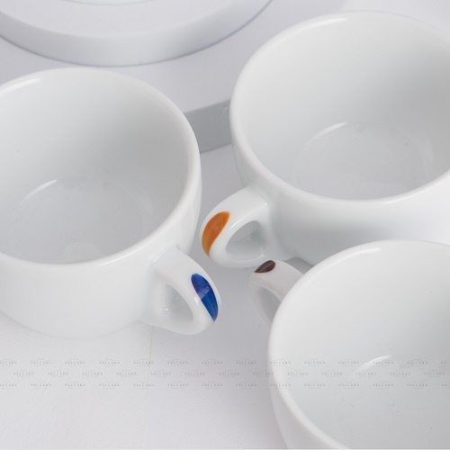 Volcano Bộ đĩa và ly sứ cà phê Ancap Cappuccino 180ml vẽ tay lên quai