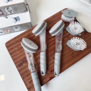Bàn chải cọ rửa bếp 2 trong 1 kèm bình đựng xà phòng đa năng
