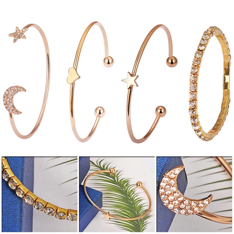 Bộ 4 Vòng Đeo Tay Thiết Kế Đa Dạng Thời Trang Cho Nữ