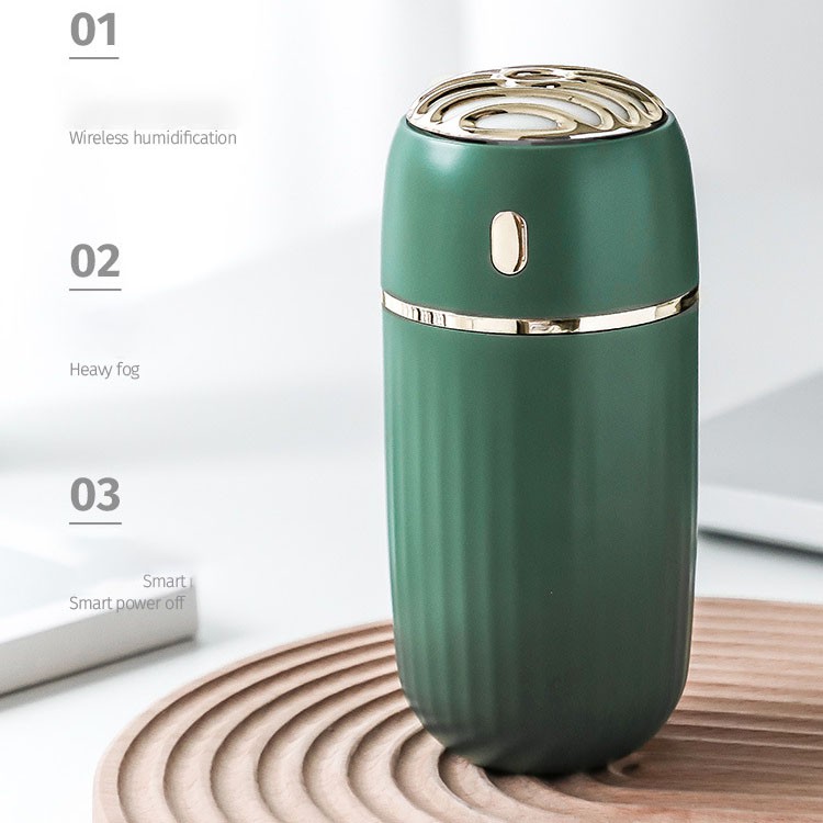 Máy xông tinh dầu, máy phun sương mini nano kèm đèn ngủ, dung tích 300 ml, sạc dây USB,hai màu hồng và xanh mẫu mới 2021