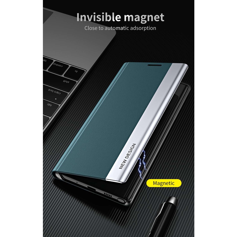 Ốp Điện Thoại Nắp Gập Từ Tính Bằng Da PU Màu Tương Phản Thời Trang Cho Samsung Galaxy A20 A30 A70 A50 A50S A30S A11 M11 A10 M10 A02
