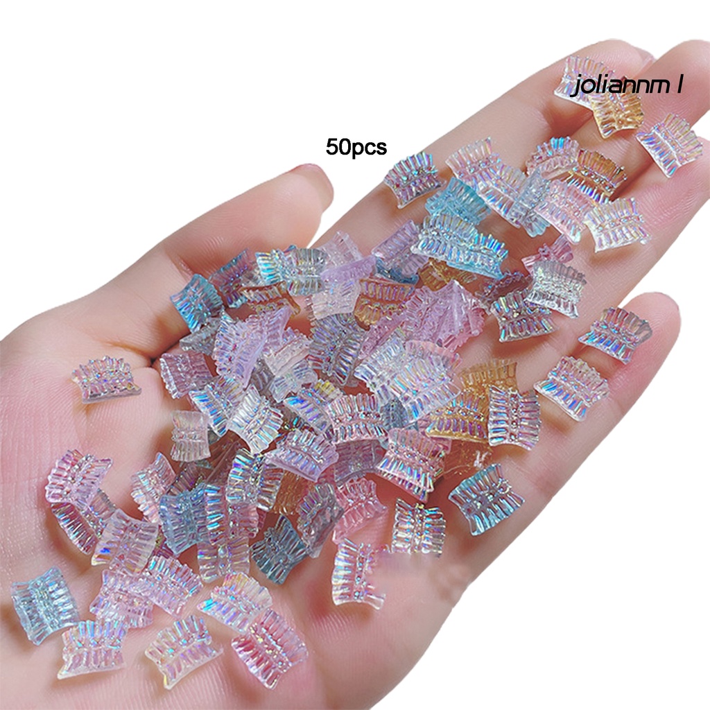 Bộ 50 Hạt Đá Đính Móng Tay 3D Hình Nơ Xinh Xắn Đáng Yêu