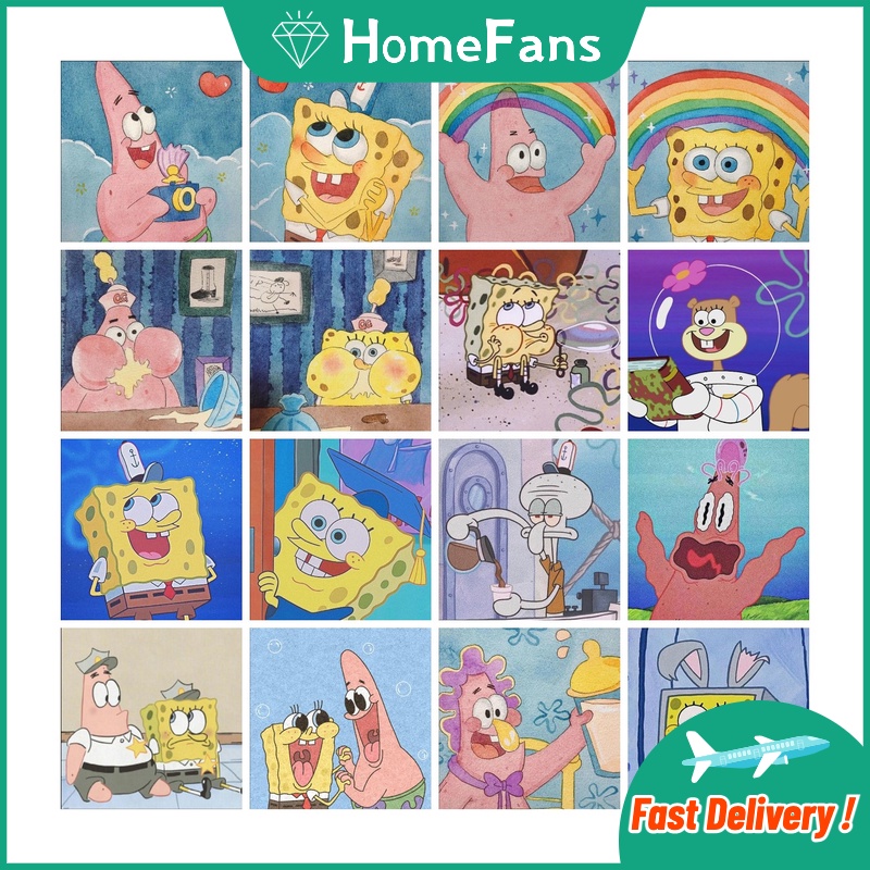 Bộ Tranh Đính Đá 5D Tự Làm 30x30cm / 40x40cm / 50x50cm Hình SpongeBob