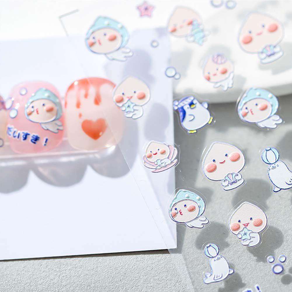 Miếng Dán Trang Trí Móng Tay Tự Dính Họa Tiết Dâu Tây Hoạt Hình 5D Dễ Thương DIY
