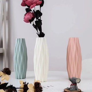 Lọ nhựa dẻo trang trí giả sứ gam màu pastel Dụng cụ cắm hoa decor phong cách vintage