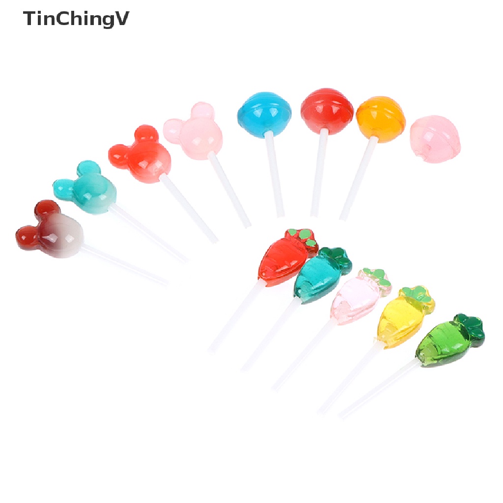 Bộ 5 Kẹo Mút Mini Bằng Nhựa Resin Dùng Trang Trí Nhà Búp Bê