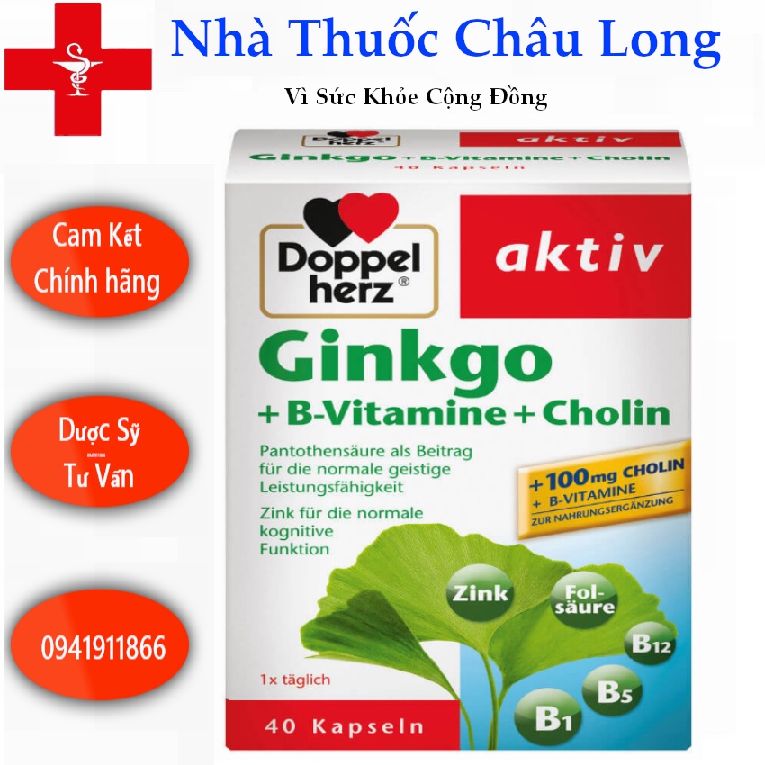 Ginkgo Doppel Herz aktiv - Viên uống bổ não , tăng khả năng tập trung , cải thiện trí nhớ , lưu thông tuần hoàn máu não