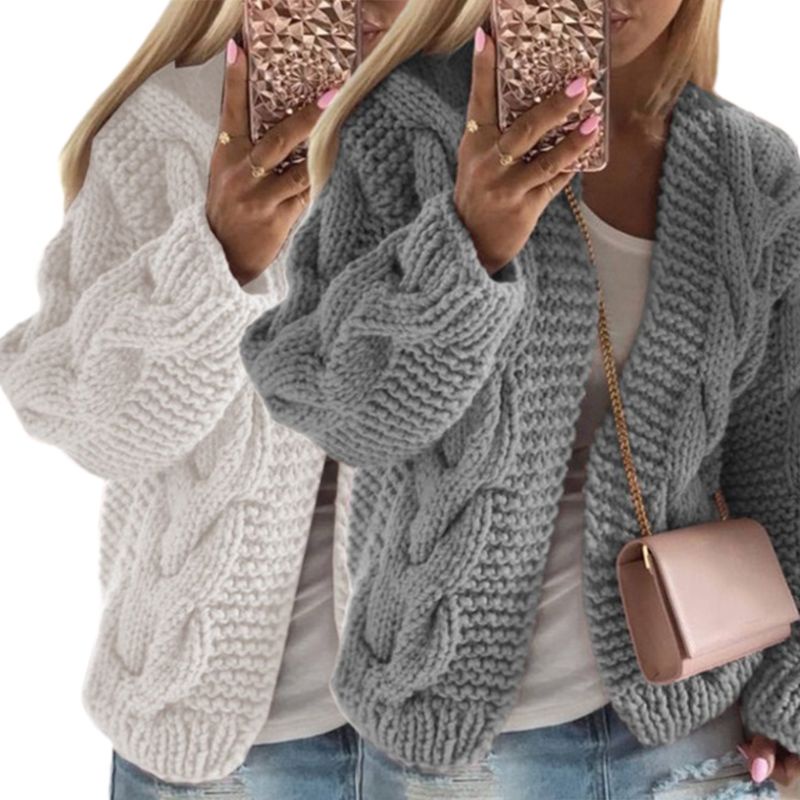 Áo Sweater Dệt Kim Tay Dài Thiết Kế Hở Trước Độc Đáo Thời Trang Cho Nữ