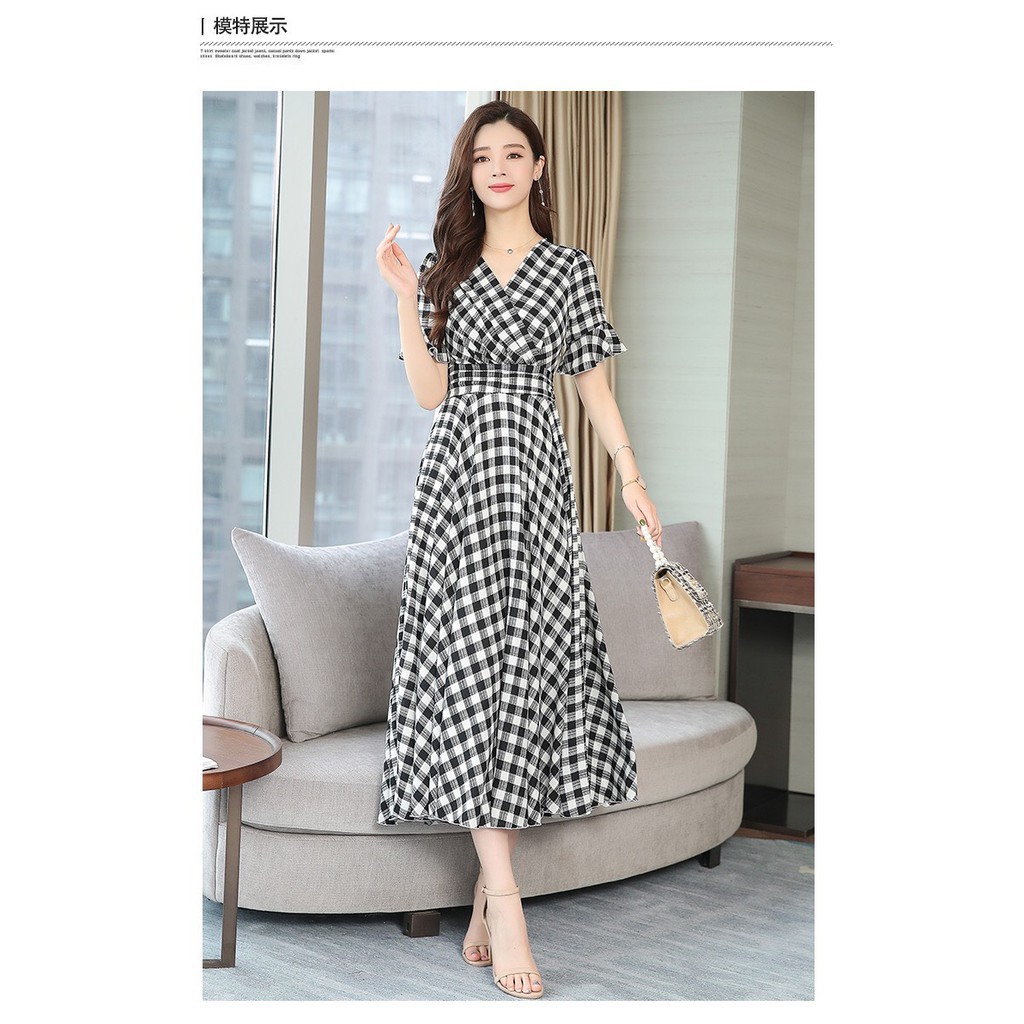 [Mã WARN60 hoàn 15% xu đơn 300k] Váy Đẹp Đầm Dáng Xoè Caro| Váy Dáng Xòe Đầm Công Sở | BigBuy360 - bigbuy360.vn