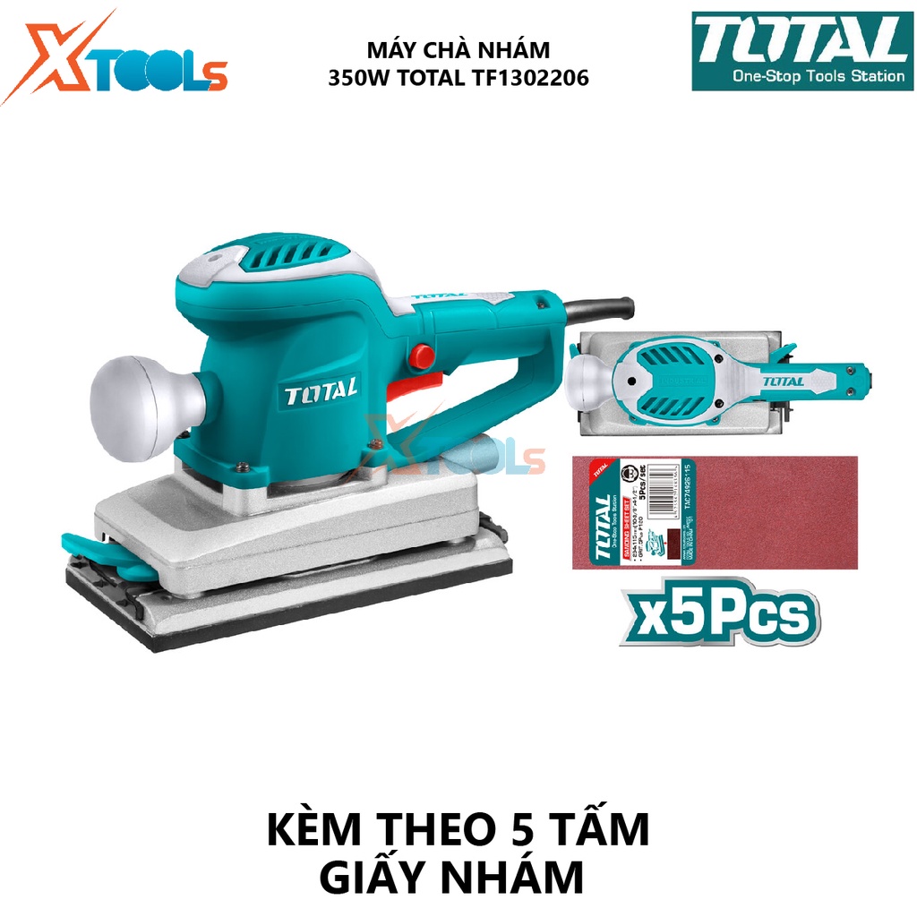 Máy chà nhám chữ nhật TOTAL TF1302206 máy chà nhám có điện thế 220V-240V/50-60Hz, Công suất 350W, 110mmx220mm  [XTOOLs]