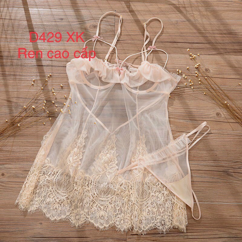 Đầm ngủ cao cấp chất ren mềm xuyên thấu- Đầm cúp ngực có gọng 7Sexy L448