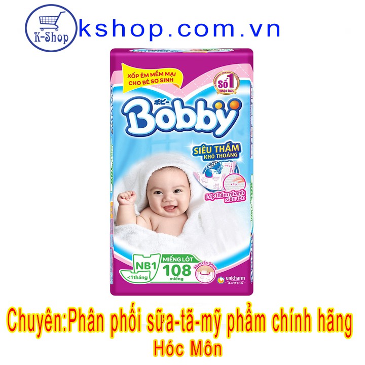 Miếng lót Bobby NewBorn 1 - 108 miếng