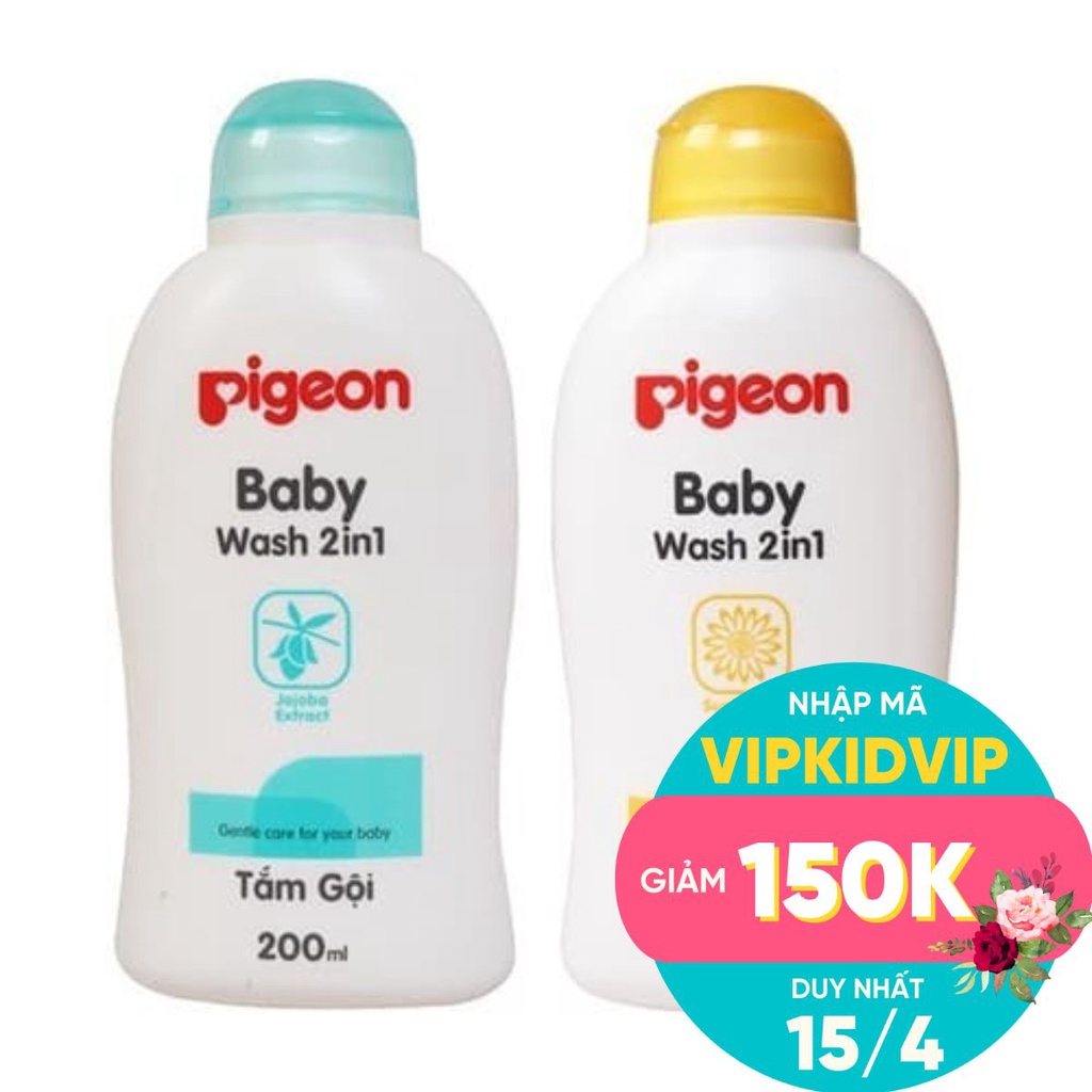 Sữa tắm và gội cho bé Pigeon dịu nhẹ 200ml/700ml 2in1/ Hoa hướng dương/ Jojoba/ VIPKID