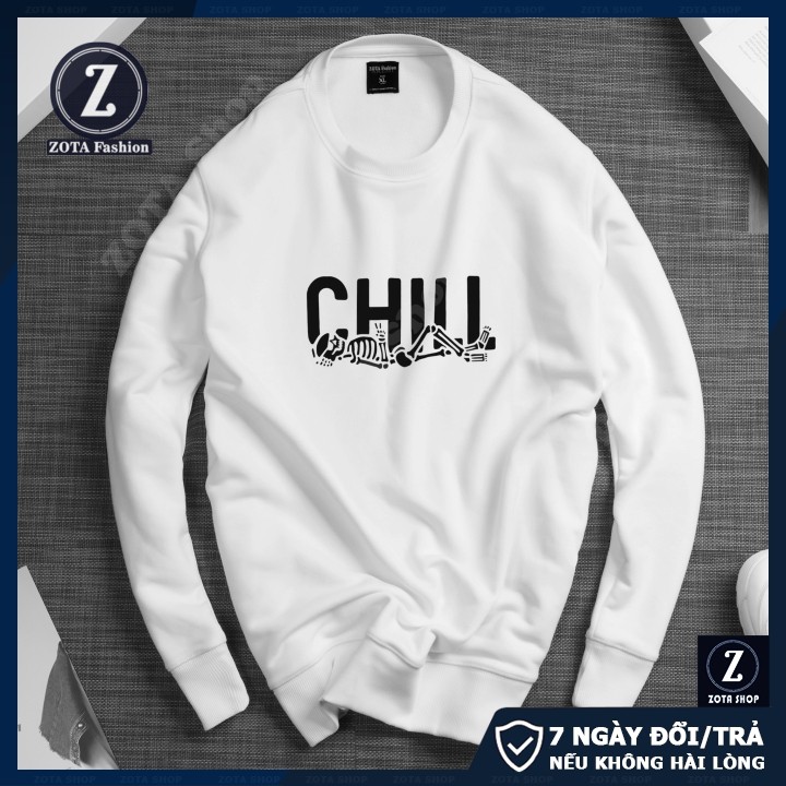 Áo nỉ nam Thu Đông, dài tay cổ tròn mặc giữ nhiệt in Chill SW89 | BigBuy360 - bigbuy360.vn