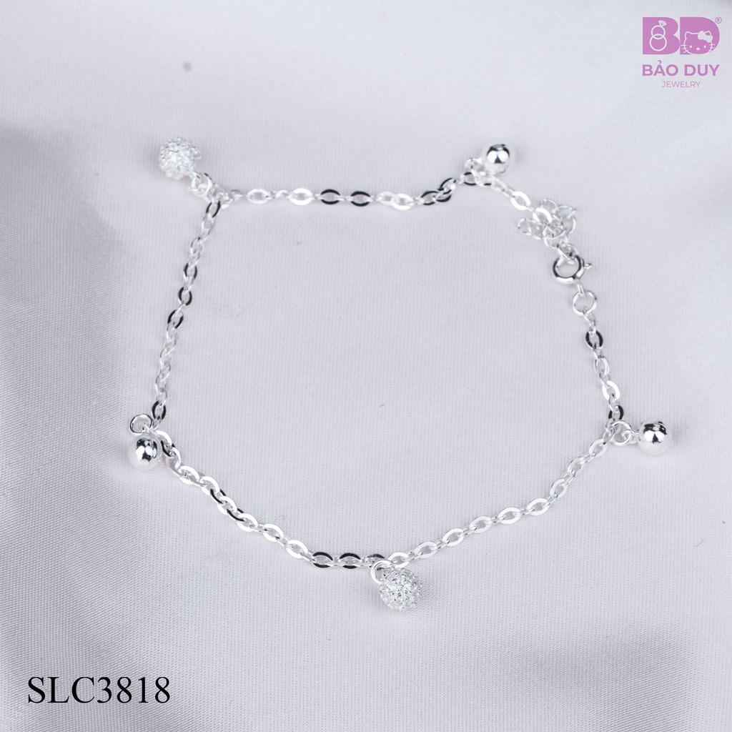 Lắc chân bạc nữ charm châu đính đá Bảo Duy Jewelry - SLC3818