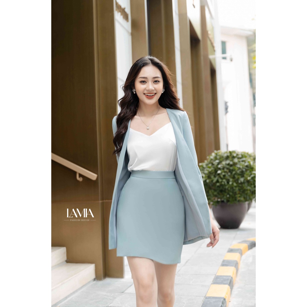 SET VEST NỮ DÁNG XUÔNG PHỐI CHÂN VÁY MÀU XANH NGỌC LAMIA DESIGN LE117 | BigBuy360 - bigbuy360.vn