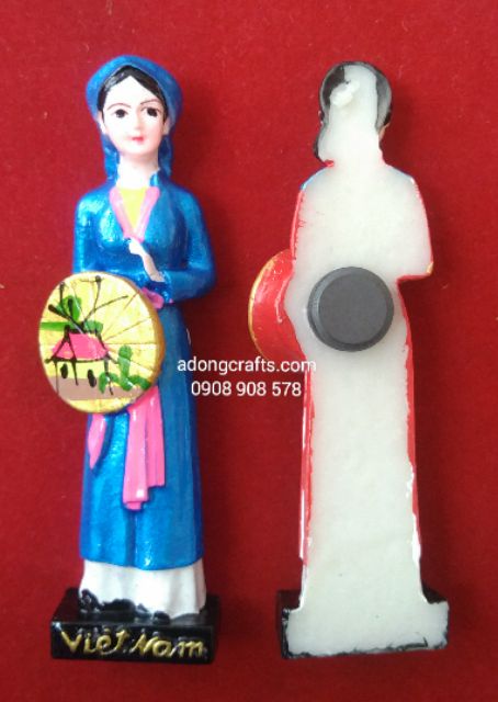 Bộ 3 cô gái 3 miền  Bắc Trung Nam magnet hít dính nam châm trang trí gắn tủ lạnh tủ sắt quà lưu niệm Việt Nam