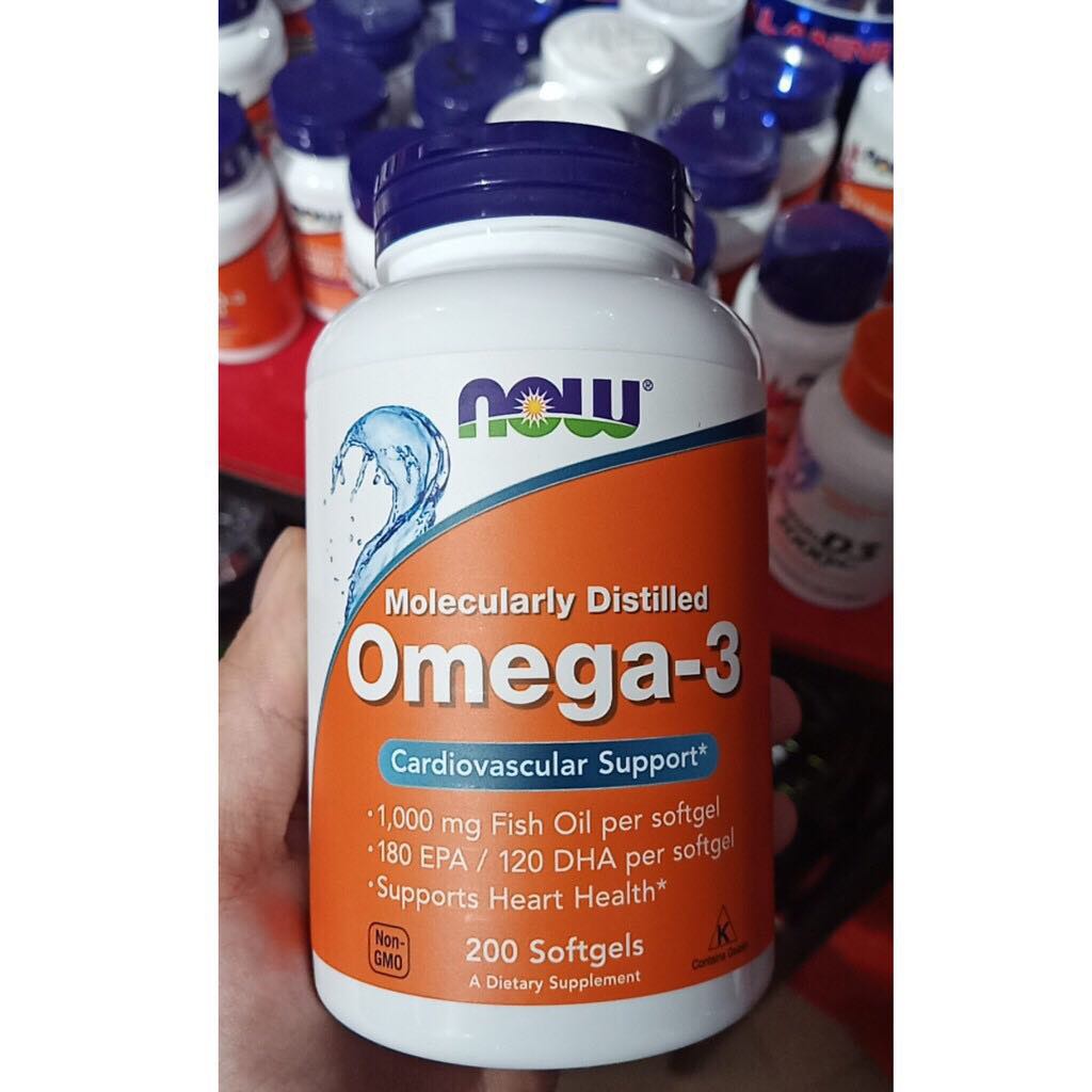 Omega 3 | Dầu Cá Omega 3 Now 200 Viên Vitamin Bổ Mắt Sáng Mắt Hàng Mỹ