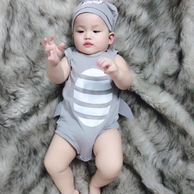 Set body suit cá mập dễ thương
