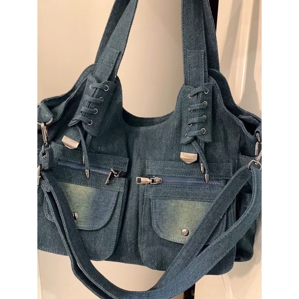 Túi đeo xách denim jean thiết kế cực chiến phong cách Y2K Gothic Footmade